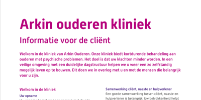 Afbeelding folder Arkin Ouderen client